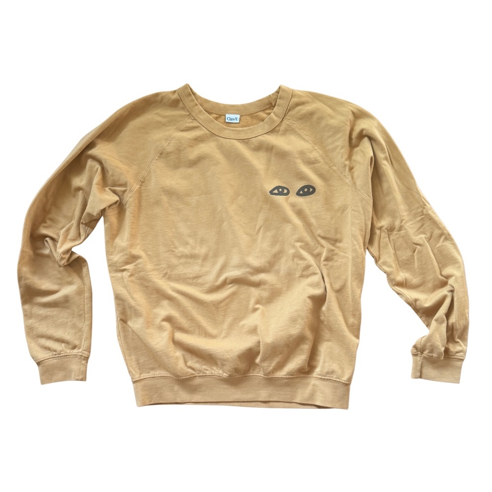 Clare V washed mustard Crewneck Sweater sz XS